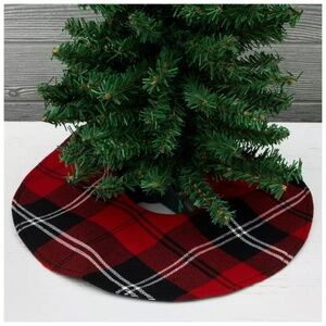 My Little Christmas Red, Black & White Plaid 12" Round Mini Tree Skirt